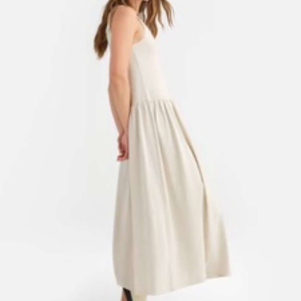 Coldwater Creek Ivory cotton midi dress Pockets classic Small